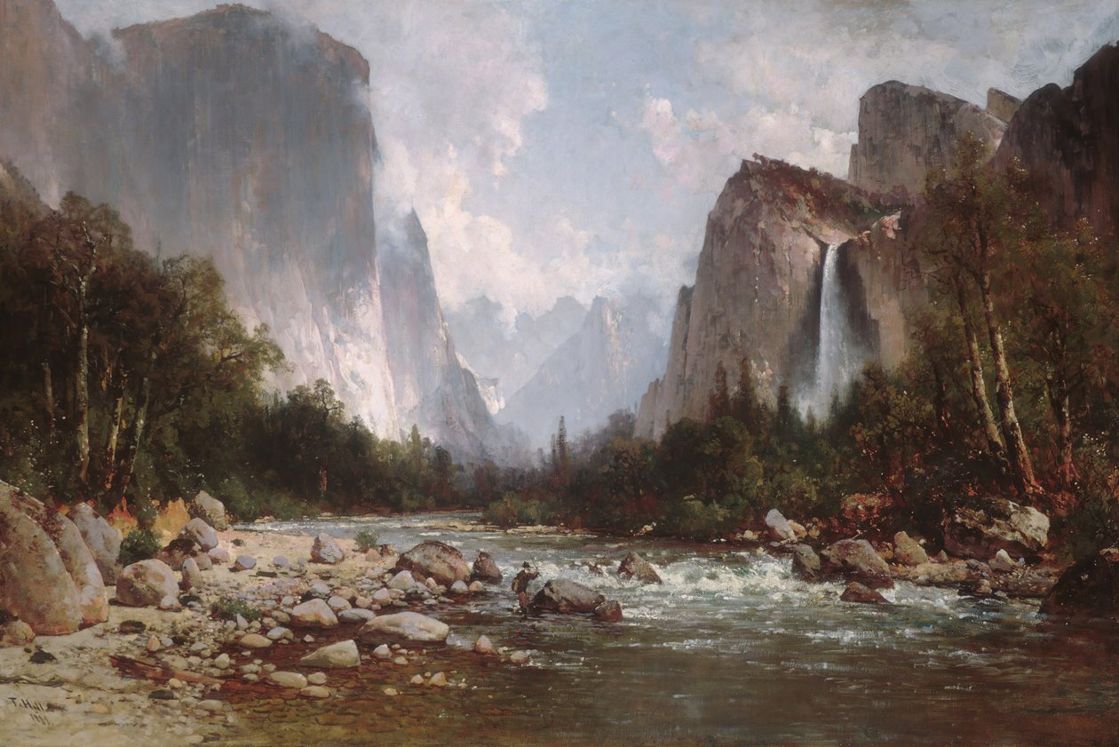 优胜美地山谷景观，1885年。 作者 托马斯·希尔