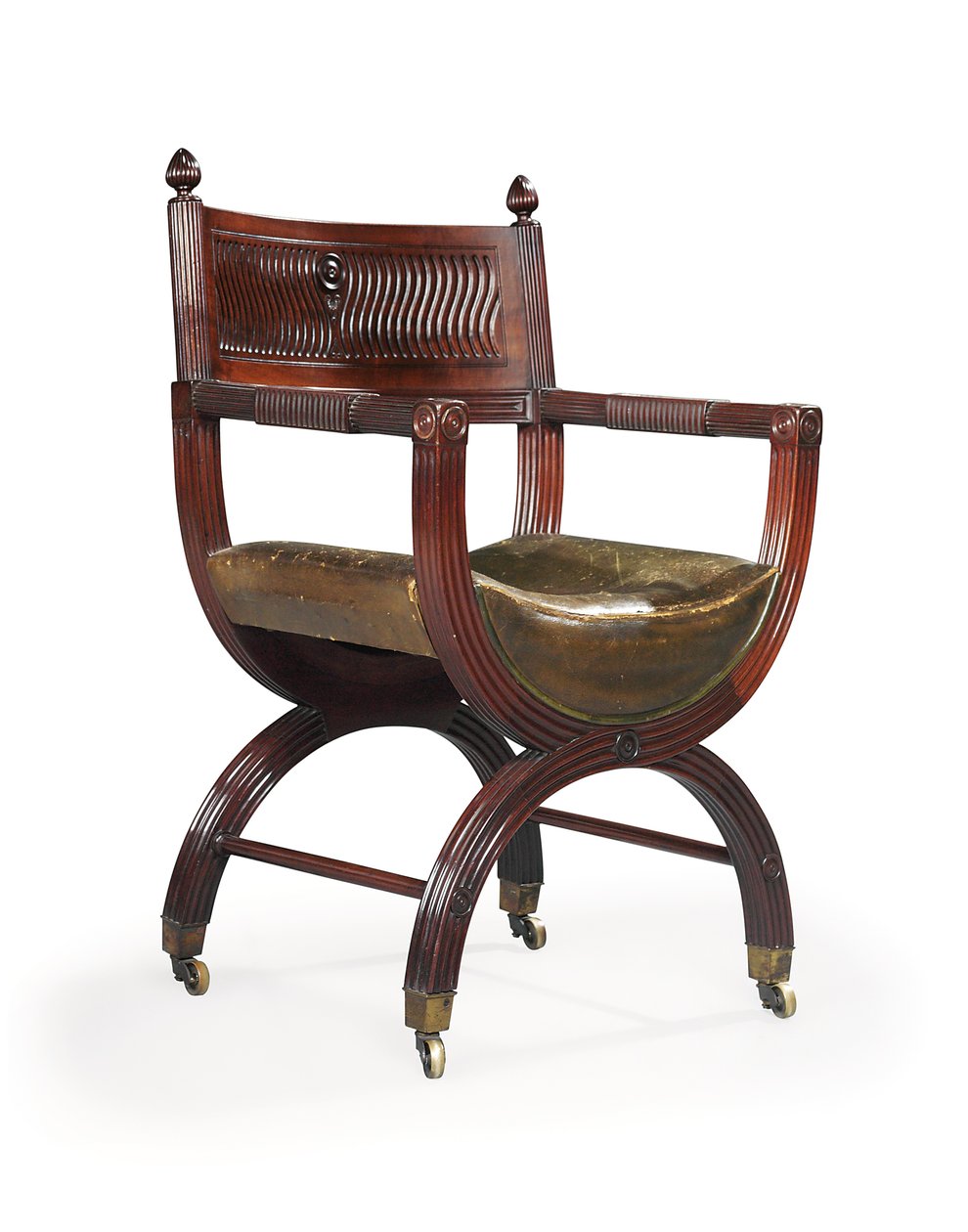 经过托马斯·霍普（Thomas Hope）的设计（约1880年，桃花心木），已故维多利亚时代的桃花心木X型框架扶手椅归功于马什·琼斯和克里布 作者 托马斯·霍普