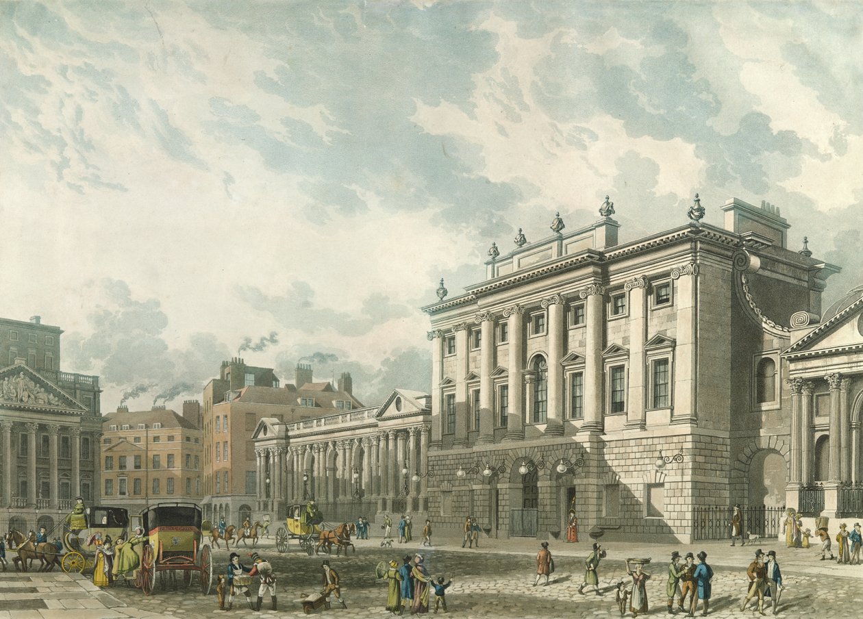 英国银行的视图，由Daniel Havell（1785-1826），酒吧雕刻。 1816年由阿克曼的“艺术知识库”（aquatint） 作者 托马斯·霍斯默牧羊人