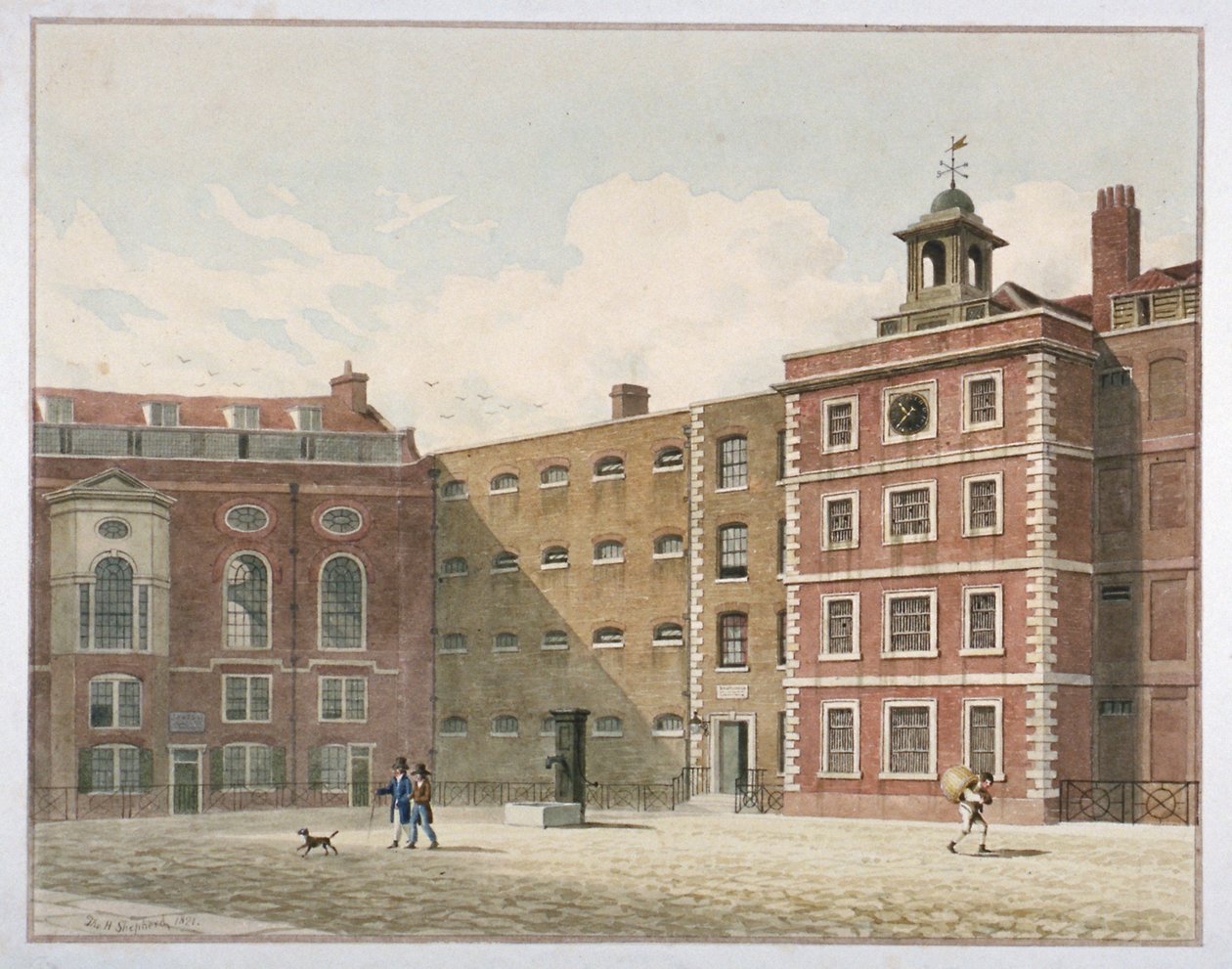 伦敦市Bridewell，1821年 作者 托马斯·霍斯默牧羊人