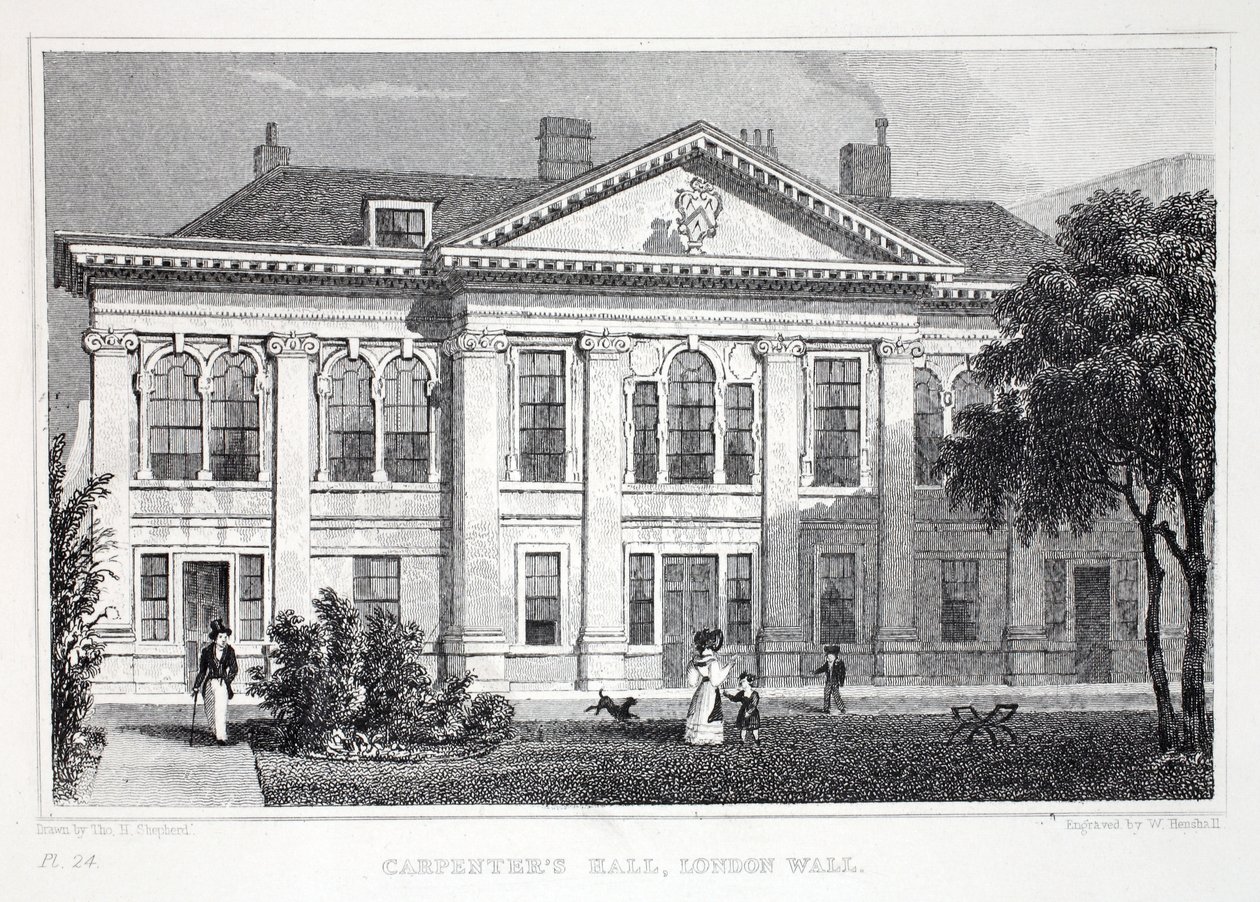 Carpenter&39;s Hall，来自&39;伦敦及其位于19世纪的环境&39;酒吧。 Jones und Co.，1827-1829 作者 托马斯·霍斯默牧羊人