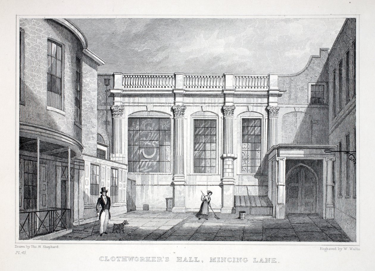 Clothworker&39;s Hall，Mincing Lane，来自&39;伦敦及其位于十九世纪的环境&39;酒吧。 Jones und Co.，1827-1829 作者 托马斯·霍斯默牧羊人