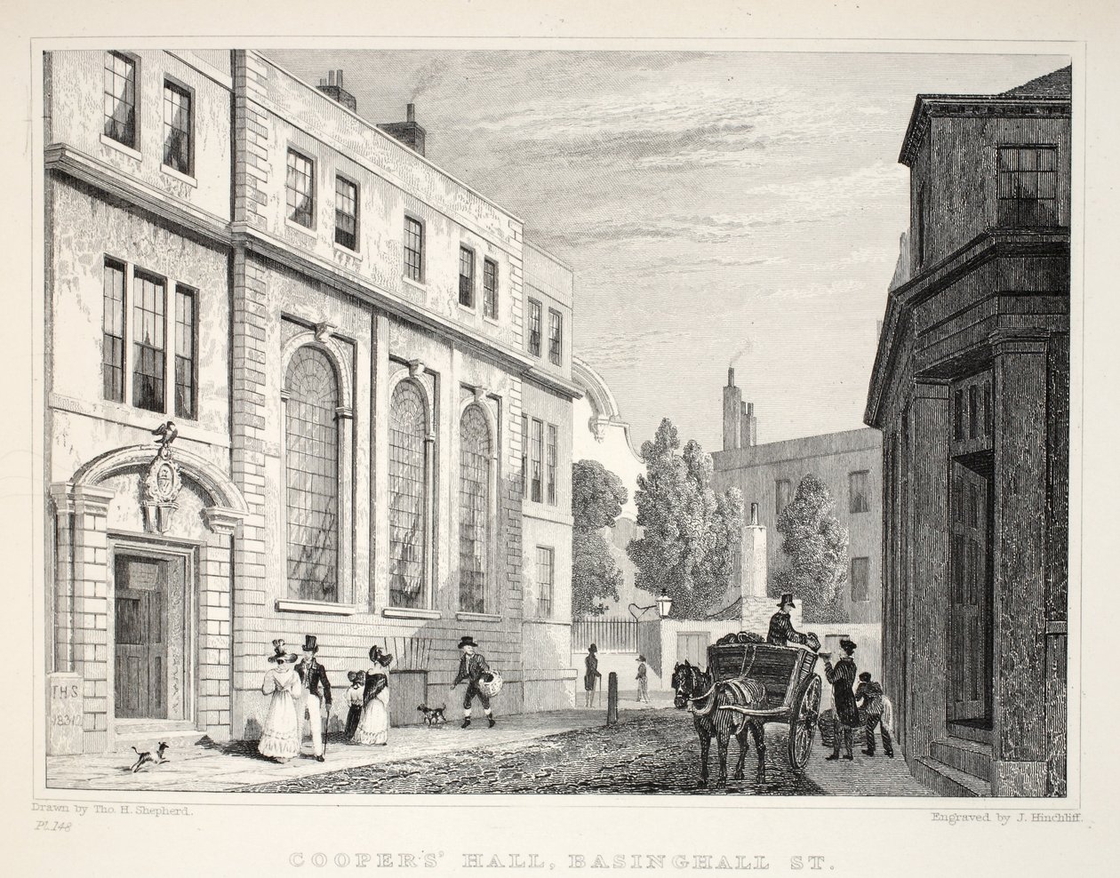 Cooper&39;s Hall，Basinghall Street，来自伦敦及其位于19世纪酒吧的Environs。 Jones und Co.，1827-1829 作者 托马斯·霍斯默牧羊人