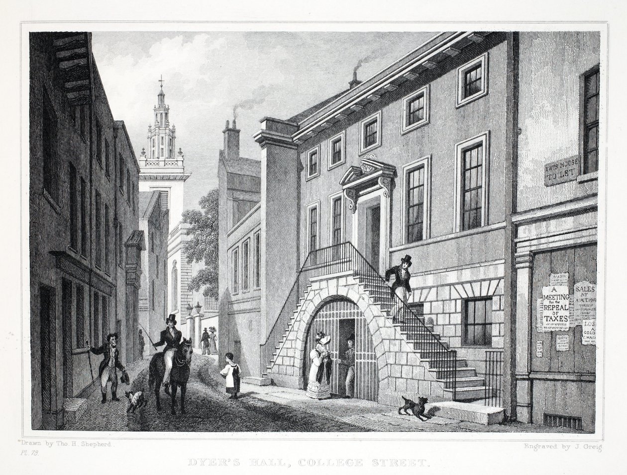 Dyer&39;s Hall，Little Elbow Lane，来自伦敦及其位于十九世纪酒吧的环境。 Jones und Co.，1827-1829 作者 托马斯·霍斯默牧羊人