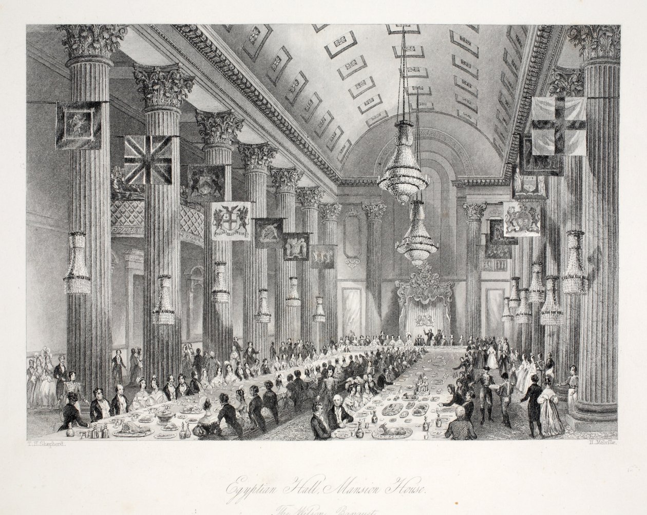 埃及大厅，豪宅，来自“伦敦室内设计及其服装和仪式”酒吧。 Joseph Mead，伦敦，c.1843（钢版画） 作者 托马斯·霍斯默牧羊人