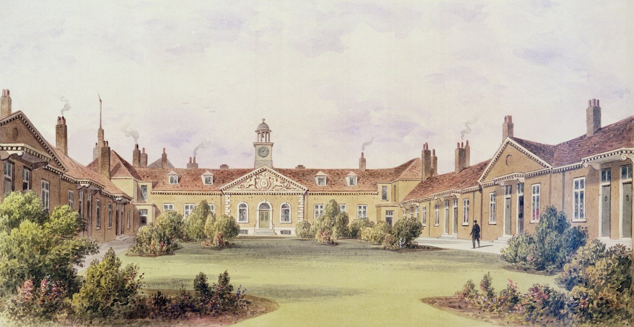 伊曼纽尔医院，Tothill Fields，1850年 作者 托马斯·霍斯默牧羊人