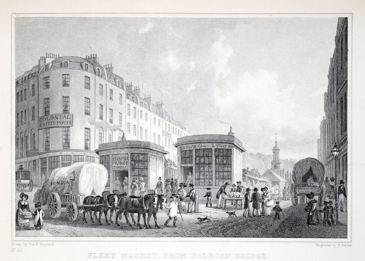 Fleet Street，来自Holborn Bridge，来自&39;London and it&39;s Environs in the Nine Century&39;酒吧。 Jones und Co.，1827-1829 作者 托马斯·霍斯默牧羊人