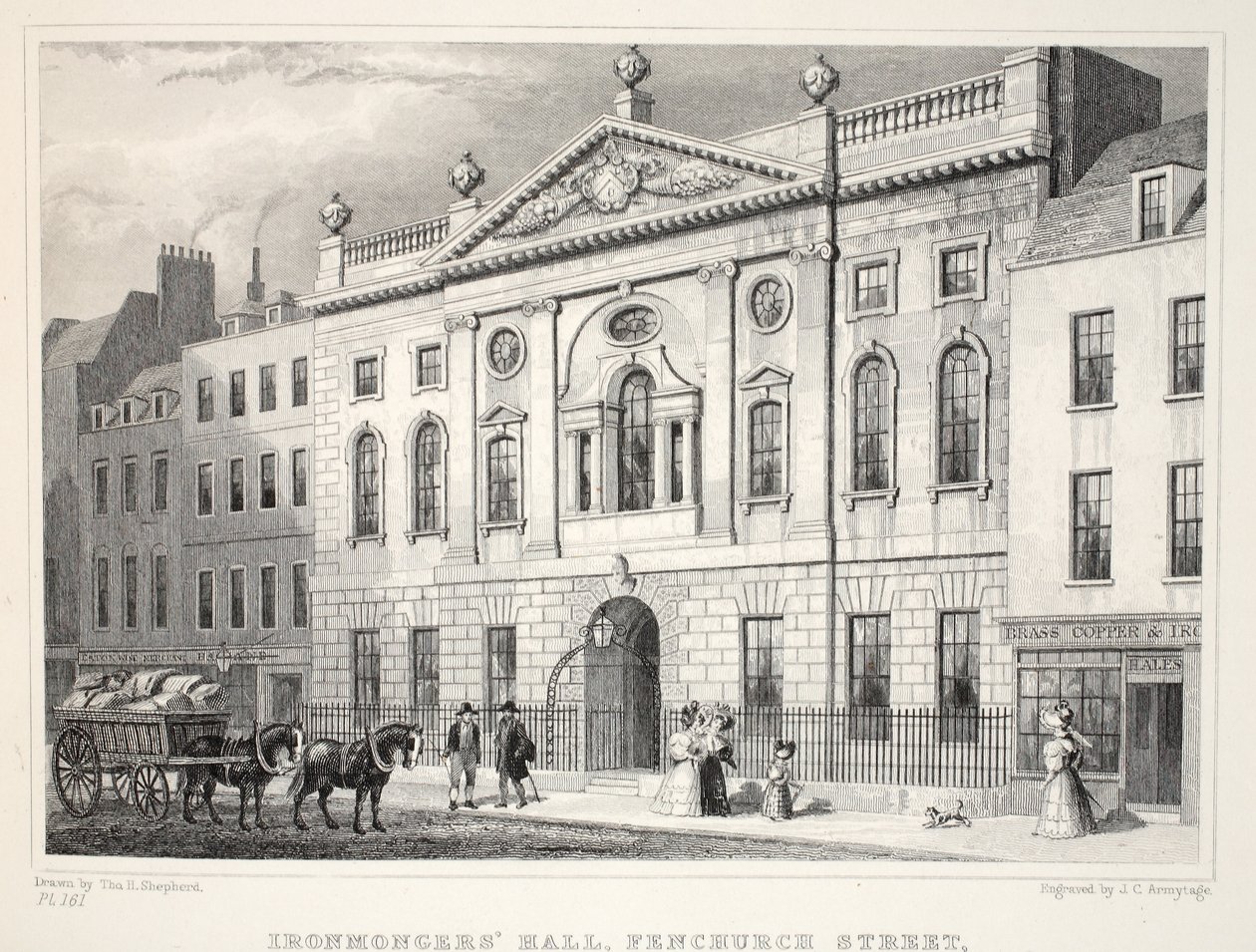 铁岭大厅，Fenchurch街，来自&39;伦敦及其十九世纪的环境&39;酒吧。 Jones und Co.，1827-1829 作者 托马斯·霍斯默牧羊人