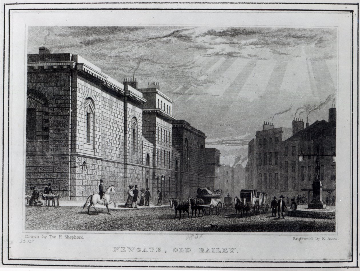 Newgate监狱和Old Bailey，由Robert Acon雕刻，1831年 作者 托马斯·霍斯默牧羊人