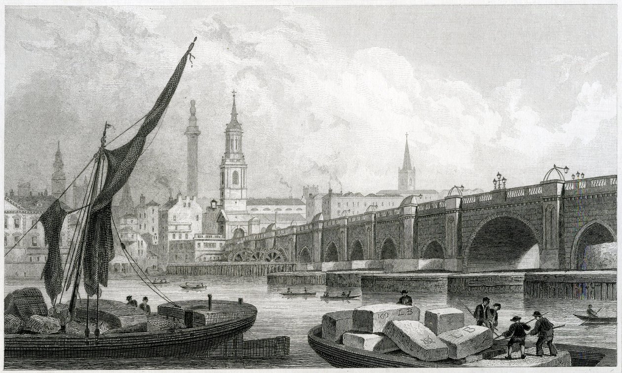 老伦敦桥，从Southwark，1829年 作者 托马斯·霍斯默牧羊人