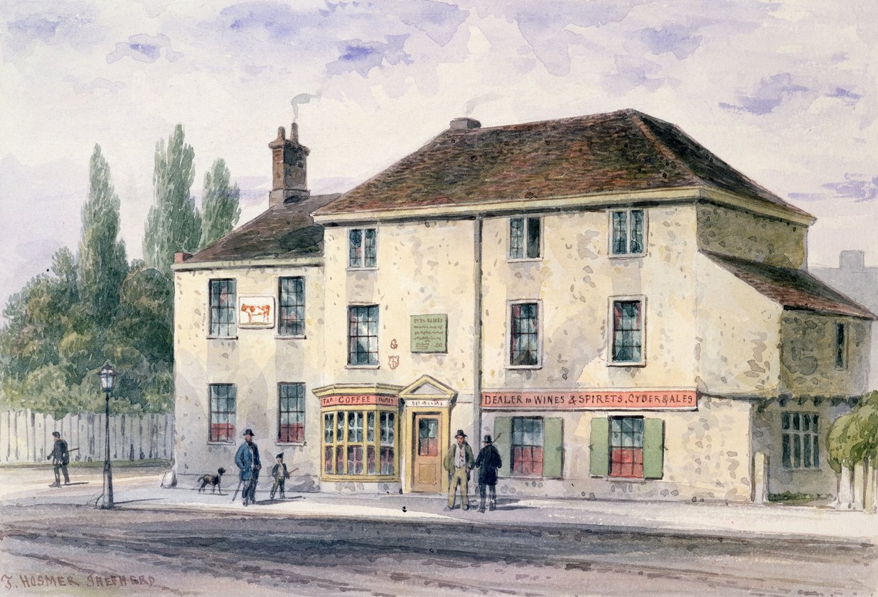 Pied Bull Public House，1848年（纸上写字） 作者 托马斯·霍斯默牧羊人