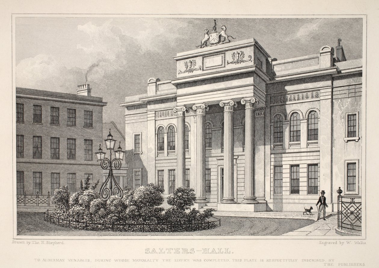 Salters Hall，来自&39;伦敦及其位于十九世纪的环境&39;酒吧。 Jones und Co.，1827-1829 作者 托马斯·霍斯默牧羊人