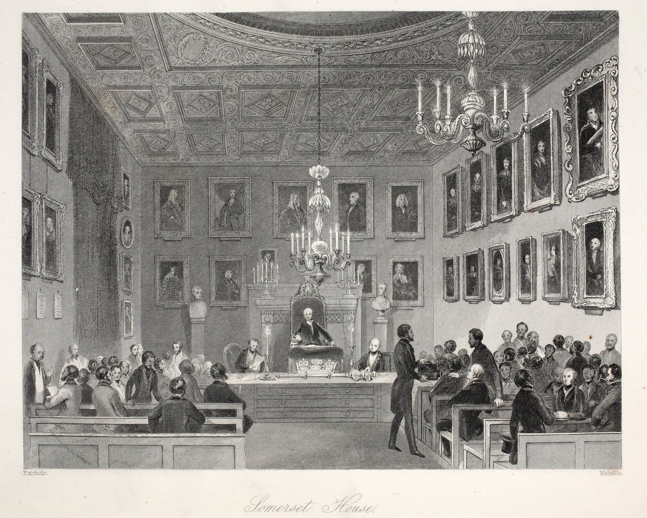 Somerset House，来自&39;伦敦室内设计及其服装和仪式&39;酒吧。 Joseph Mead，伦敦，c.1843（钢版画） 作者 托马斯·霍斯默牧羊人