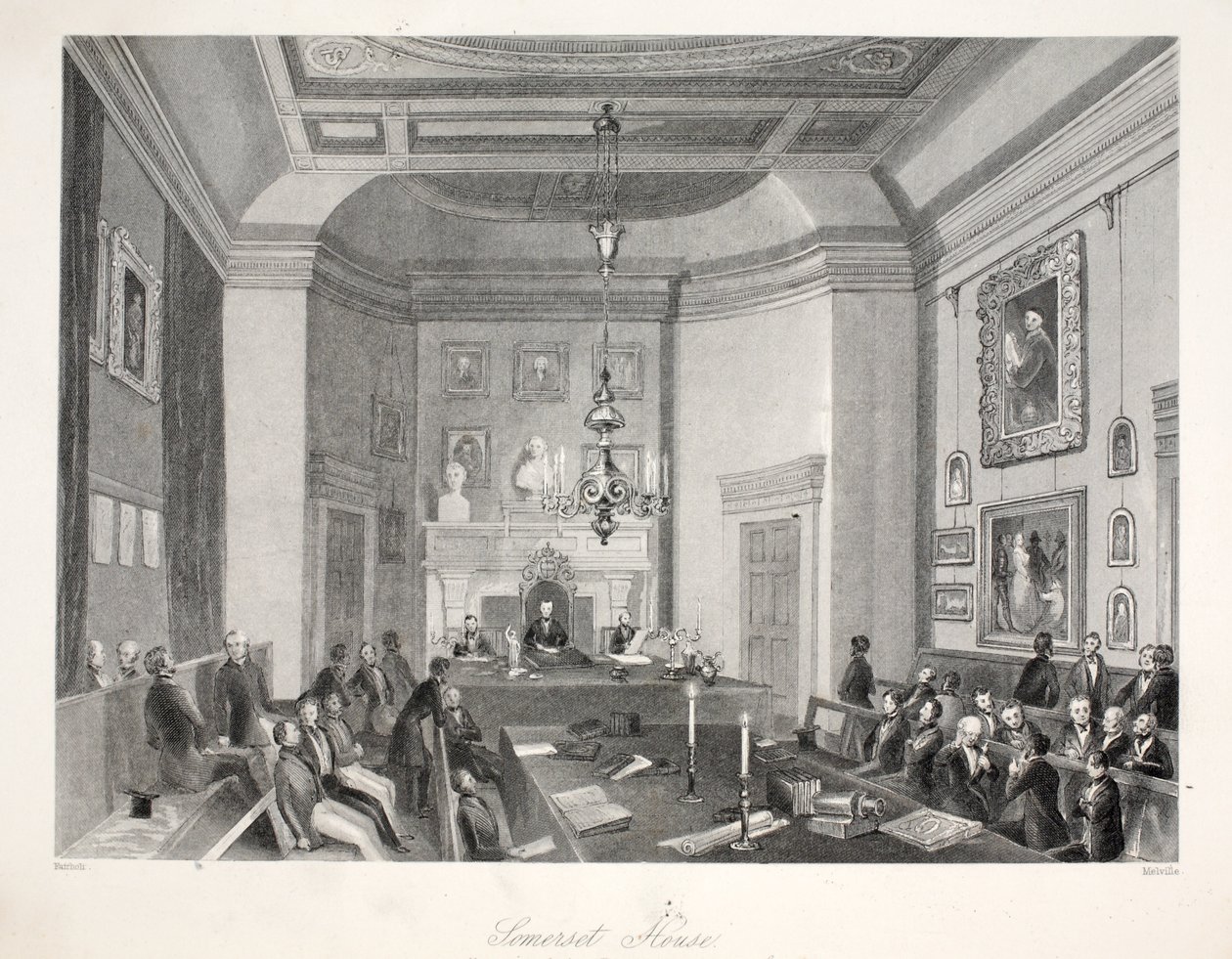 Somerset House，来自&39;伦敦室内设计及其服装和仪式&39;酒吧。 Joseph Mead，伦敦，c.1843（钢版画） 作者 托马斯·霍斯默牧羊人
