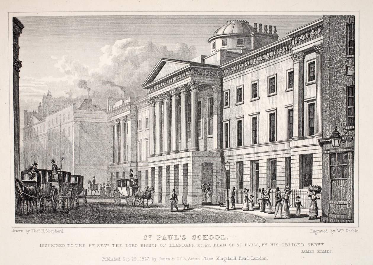 圣保罗学校，来自&39;伦敦及其在十九世纪的环境&39;酒吧。 Jones und Co.，1827-1829 作者 托马斯·霍斯默牧羊人