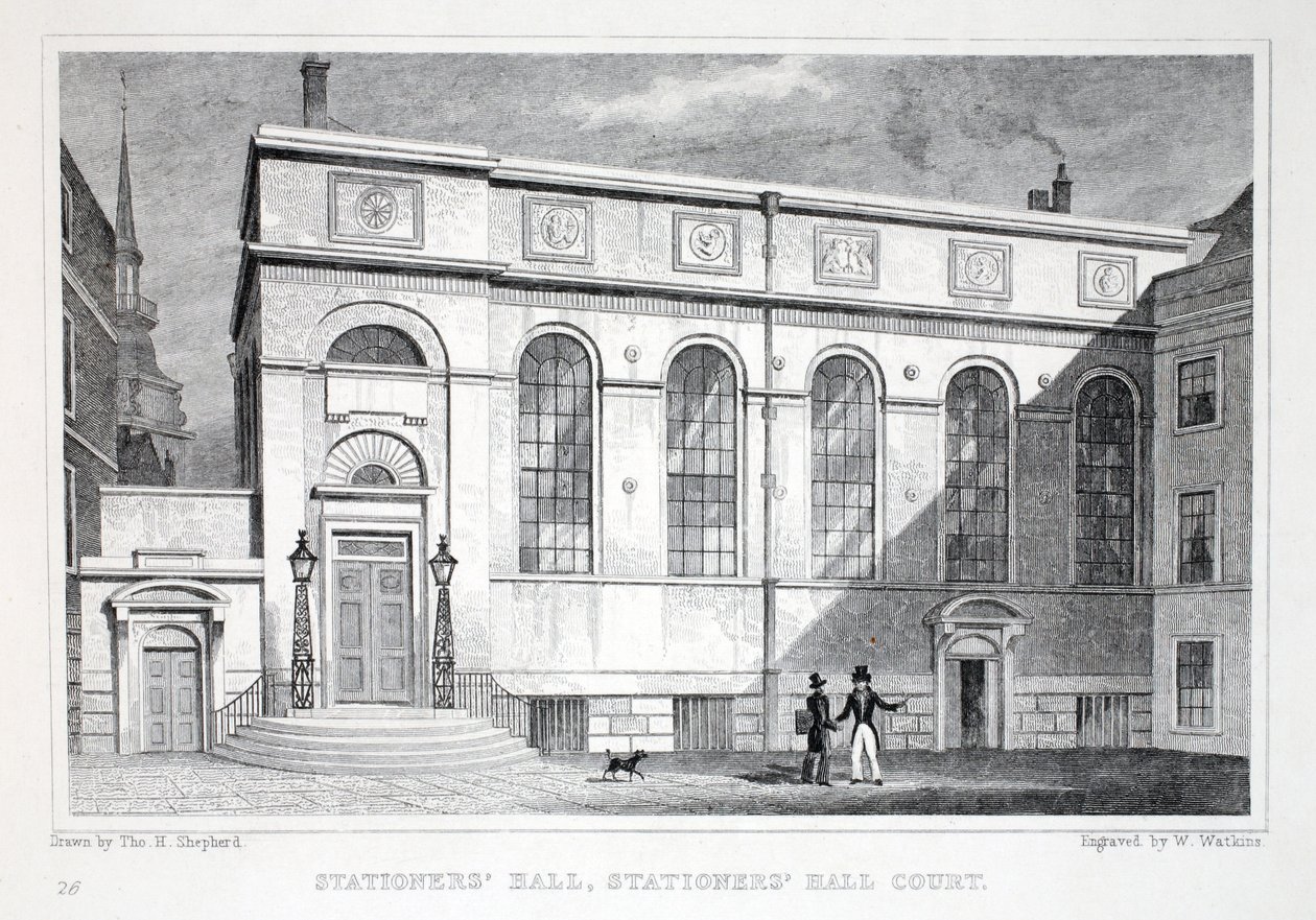 Stationer&39;s Hall，Stationer&39;s Hall Court，来自&39;伦敦及其十九世纪的环境&39;酒吧。 Jones und Co.，1827-1829 作者 托马斯·霍斯默牧羊人