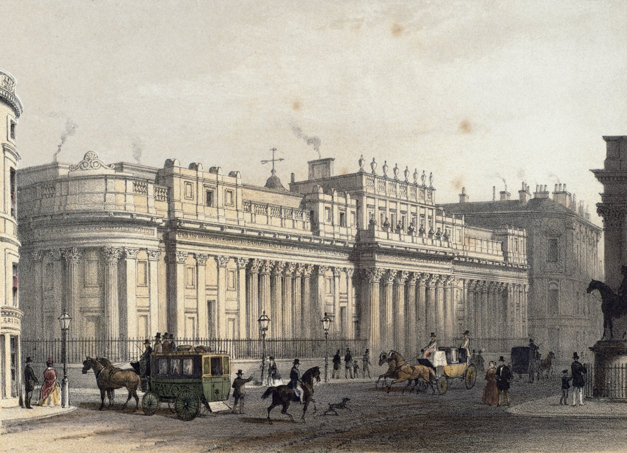 英国银行，由Louis-Jules Arnout（1814-68），酒吧刻。 1854年由E. Gambart und Co.（石版画） 作者 托马斯·霍斯默牧羊人