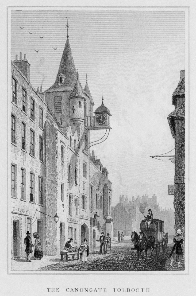 Canongate Tolbooth，爱丁堡，由Thomas Barber雕刻，1829年bw照片） 作者 托马斯·霍斯默牧羊人