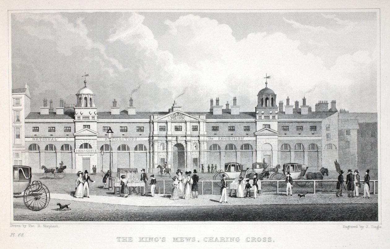 来自伦敦的King&39;s Mews，Charing Cross及其位于19世纪酒吧的环境。 Jones und Co.，1827-1829 作者 托马斯·霍斯默牧羊人