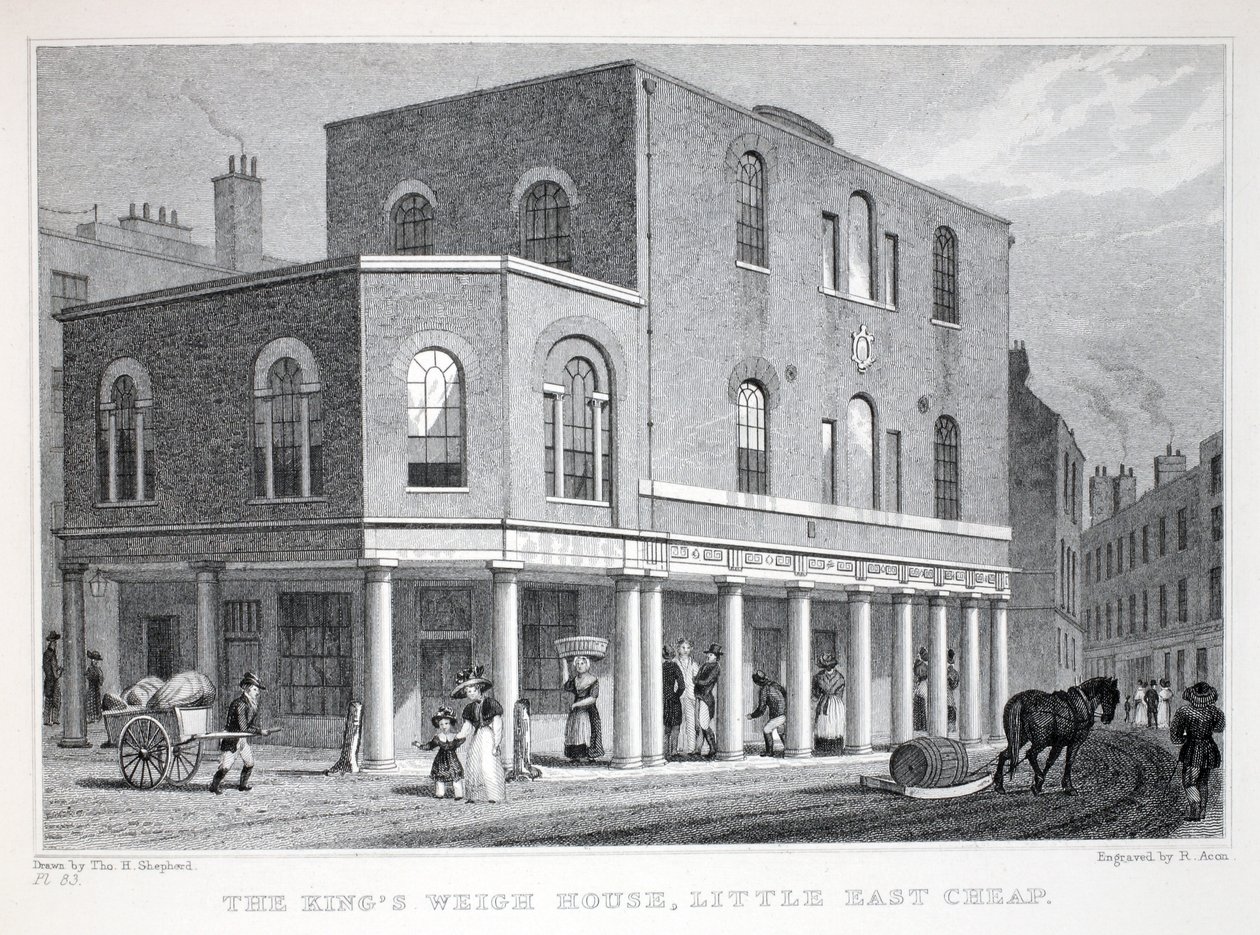 The King&39;s Weigh-House，来自&39;伦敦及其在19世纪的周边&39;酒吧。 Jones und Co.，1827-1829 作者 托马斯·霍斯默牧羊人