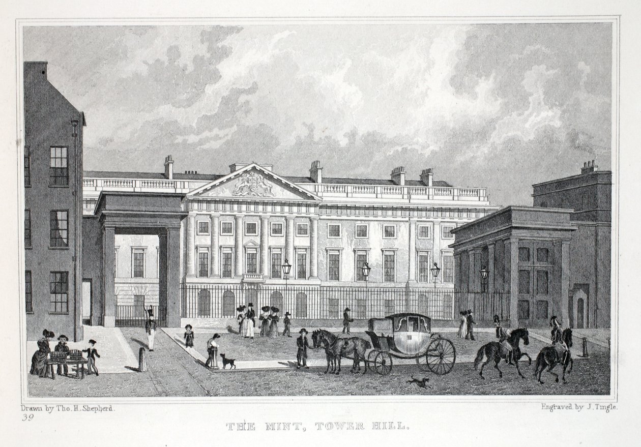 Mont，Tower Hill，来自&39;伦敦及其十九世纪的环境&39;酒吧。 Jones und Co.，1827-1829 作者 托马斯·霍斯默牧羊人