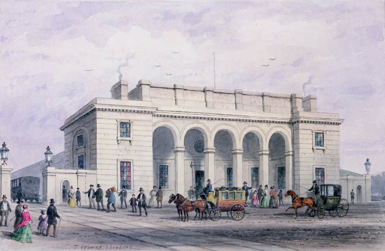 1856年，位于Nine Elms Vauxhall的西南火车站 作者 托马斯·霍斯默牧羊人