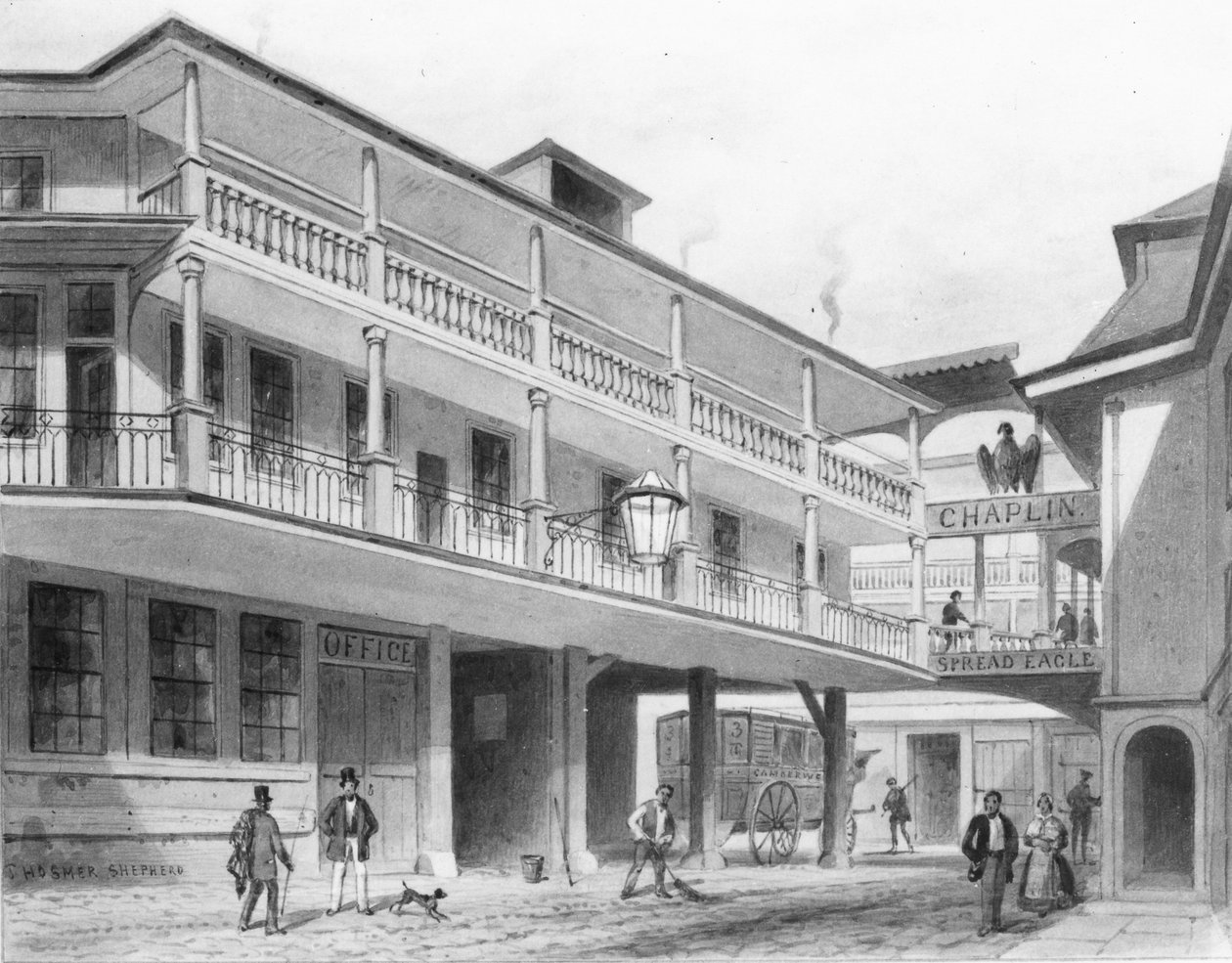 蔓延鹰格雷斯彻奇街（水彩画） 作者 托马斯·霍斯默牧羊人
