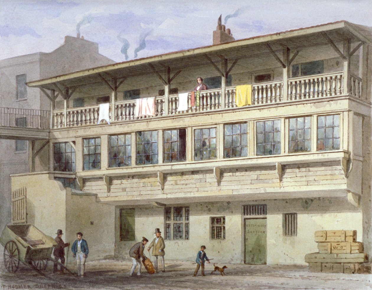 伦敦威斯敏斯特皮卡迪利的白熊旅馆，1856年 作者 托马斯·霍斯默牧羊人