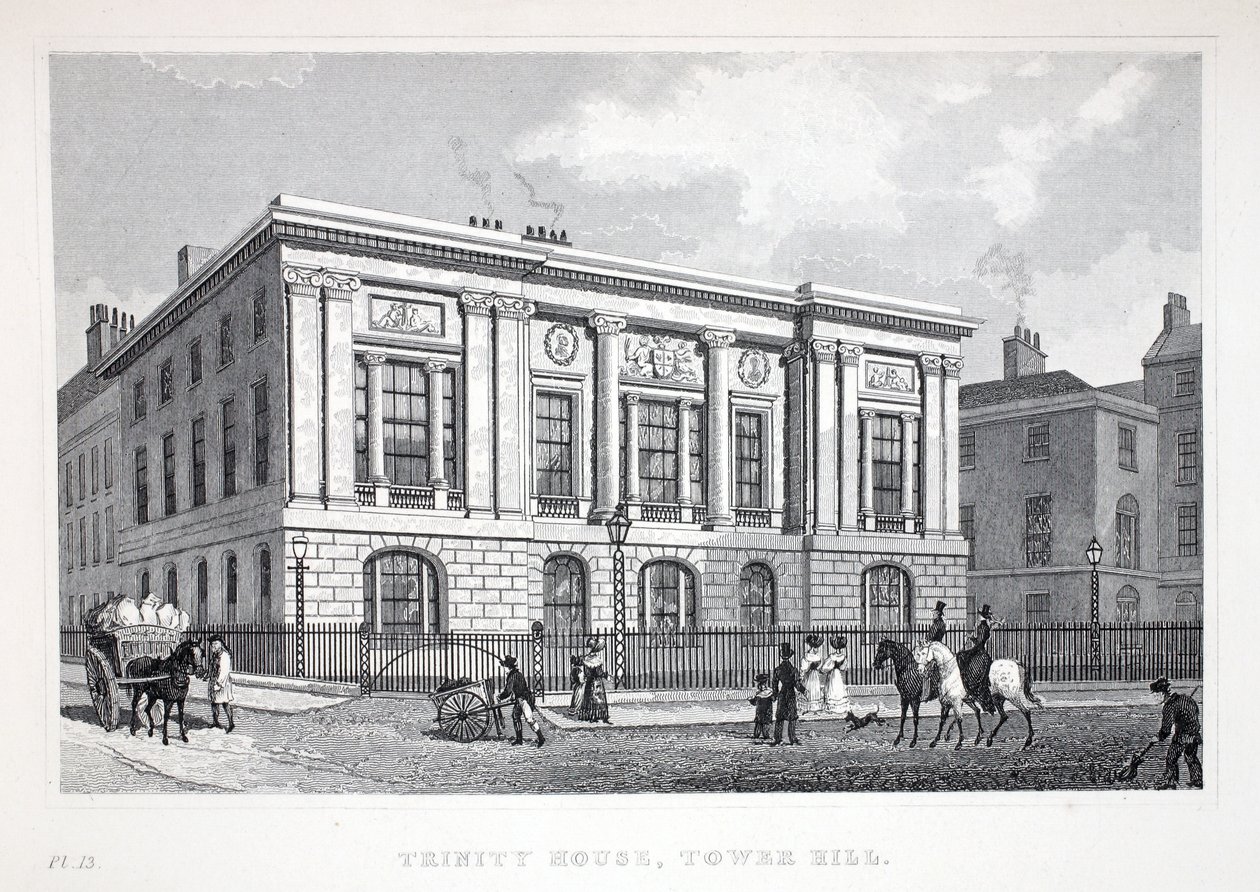 Trinity House，Tower Hill，来自&39;伦敦及其十九世纪的环境&39;酒吧。 Jones und Co.，1827-1829 作者 托马斯·霍斯默牧羊人