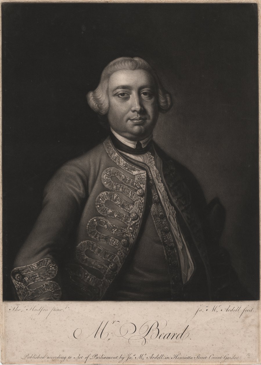 比尔德先生，由James McArdell（c.1729-65）刻，1764年（mezzotint） 作者 托马斯·哈德森