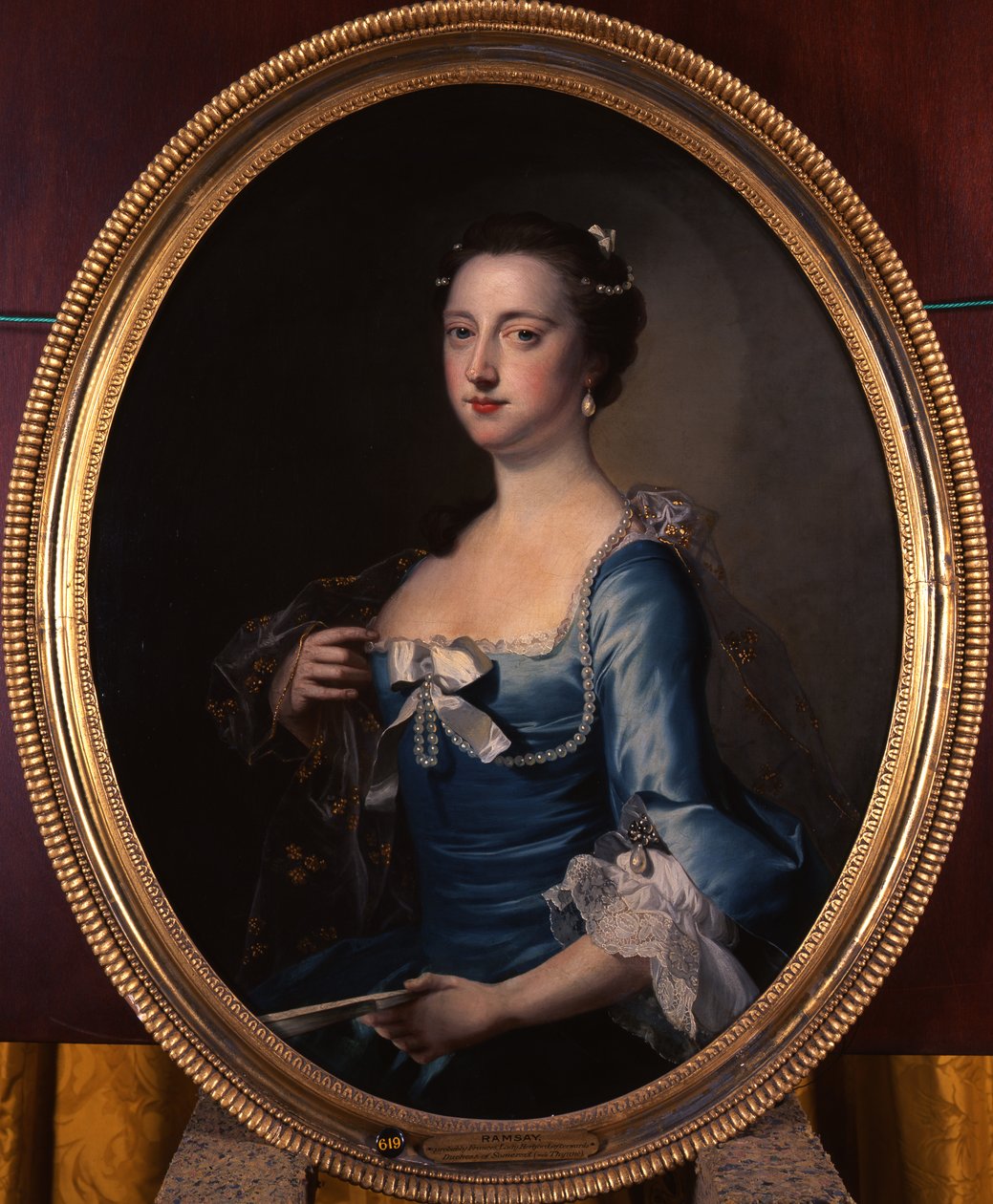 Frances Thynne 的肖像，Hertford 夫人，后来的萨默塞特公爵夫人（布面油画） 作者 托马斯·哈德森
