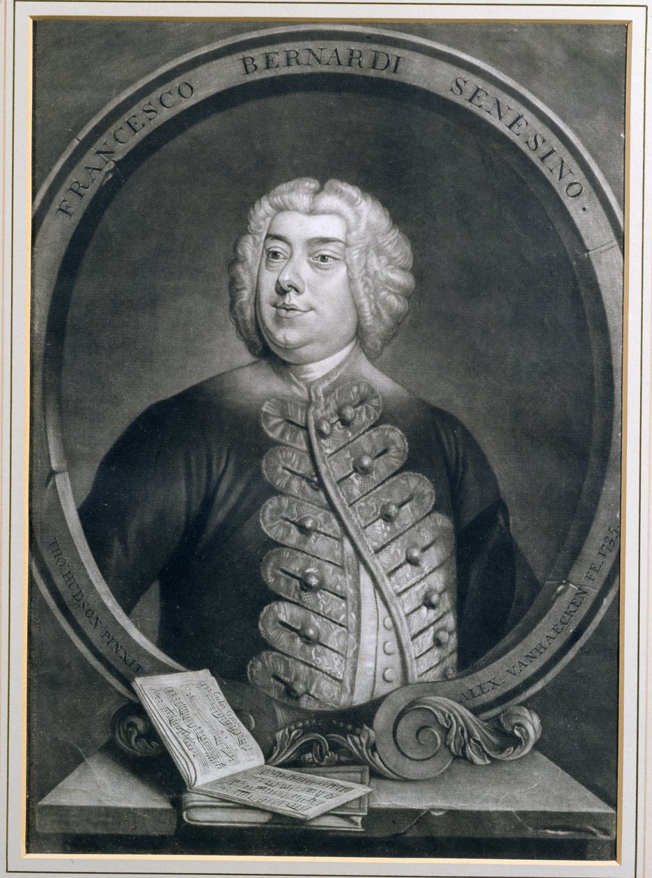 Francesco Bernardi Senesino的肖像，阉割的Siennese，由Alexander van Haecken（1701-58）雕刻，1735年 作者 托马斯·哈德森