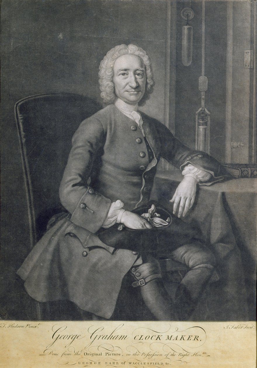 George Graham（1673-1751）钟表匠的肖像，由John Faber（1684-1756）雕刻 作者 托马斯·哈德森
