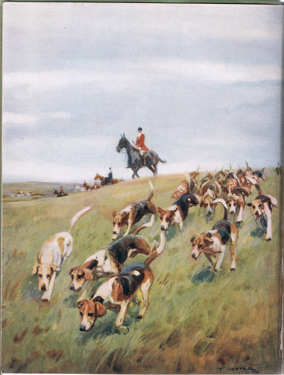 Foxhunting，来自&39;猎犬&39;的插画 作者 托马斯·伊夫斯特·劳埃德