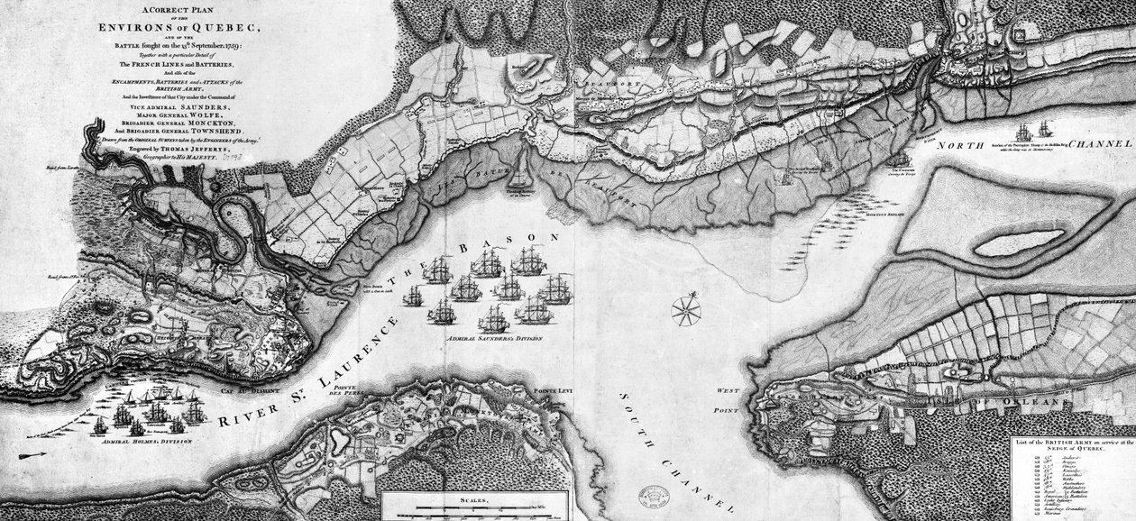 1759年9月13日，魁北克周边地区和战斗的正确计划 作者 托马斯·杰弗里斯