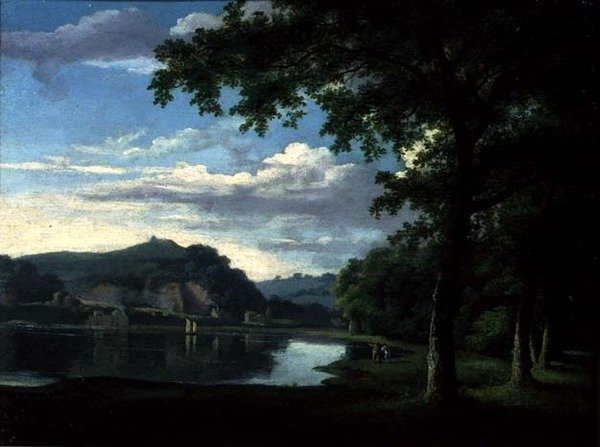 怀伊河上的风景，约1772年（布面油画）。 作者 托马斯·琼斯