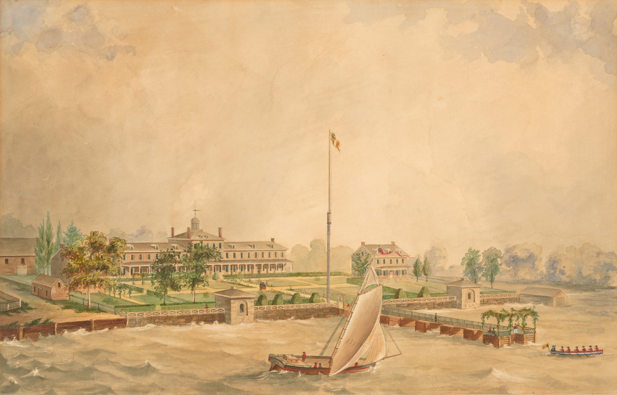 拉扎雷托隔离区，约 1860 年（纸面水彩画） 作者 Thomas L. Cernea