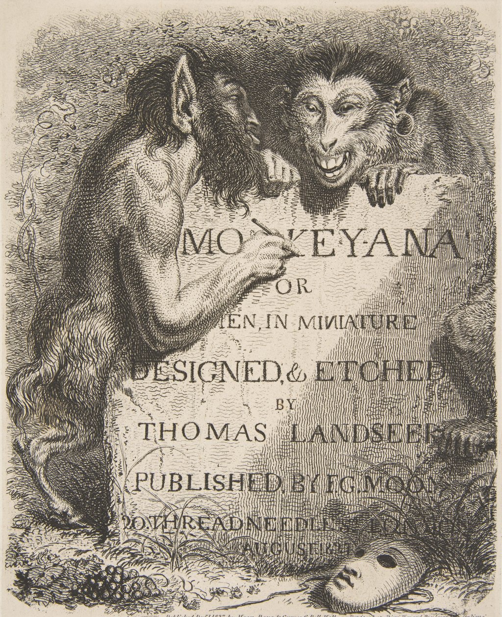 标题页，来自Monkey-ana, or Men in Miniature, 1827., 1827. 作者 托马斯·兰西尔