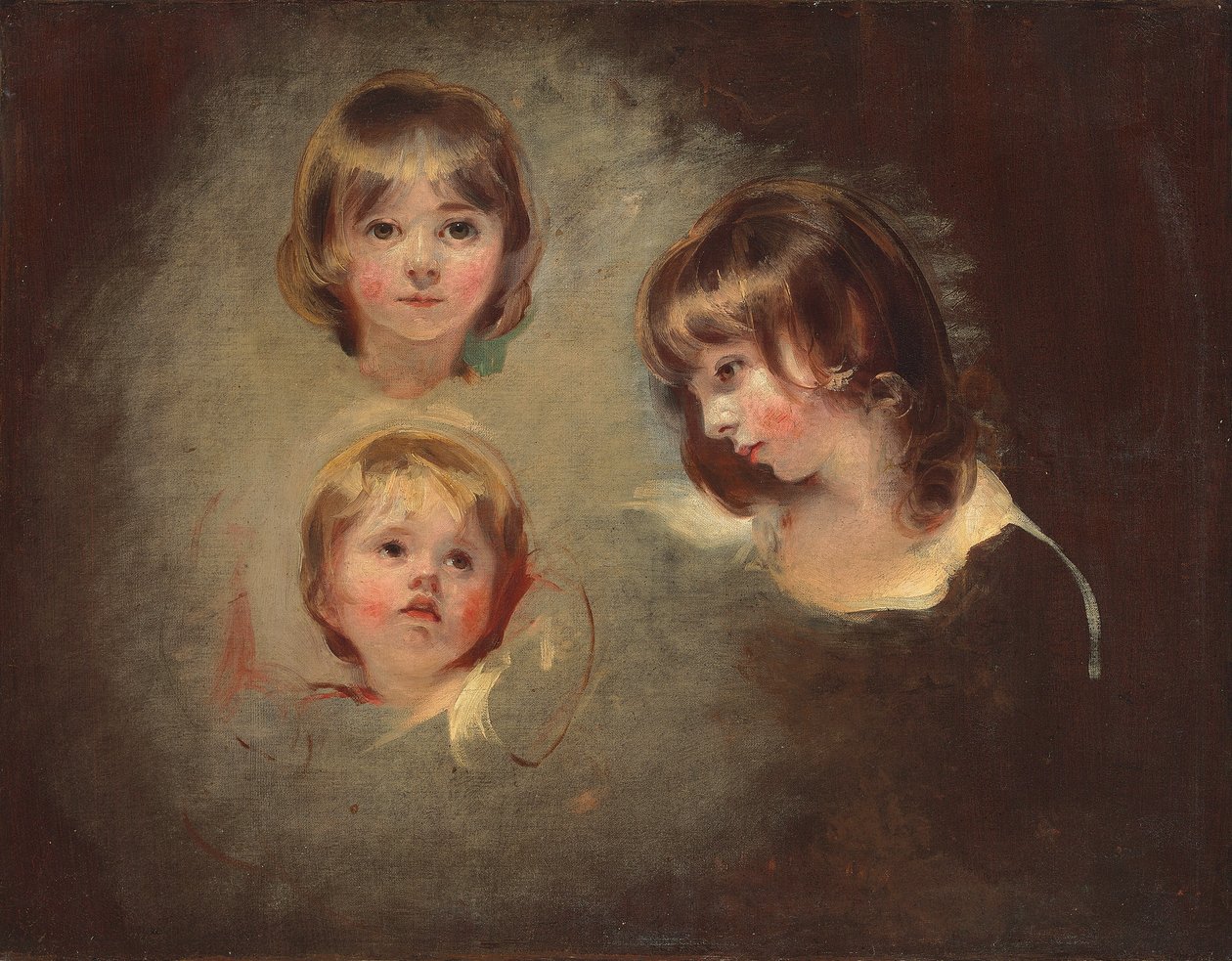 艾米莉亚·玛丽（Emilia Mary），朱莉安娜（Juliana）和玛丽亚（Maria Boucherett）的头部研究（布面油画） 作者 托马斯·劳伦斯