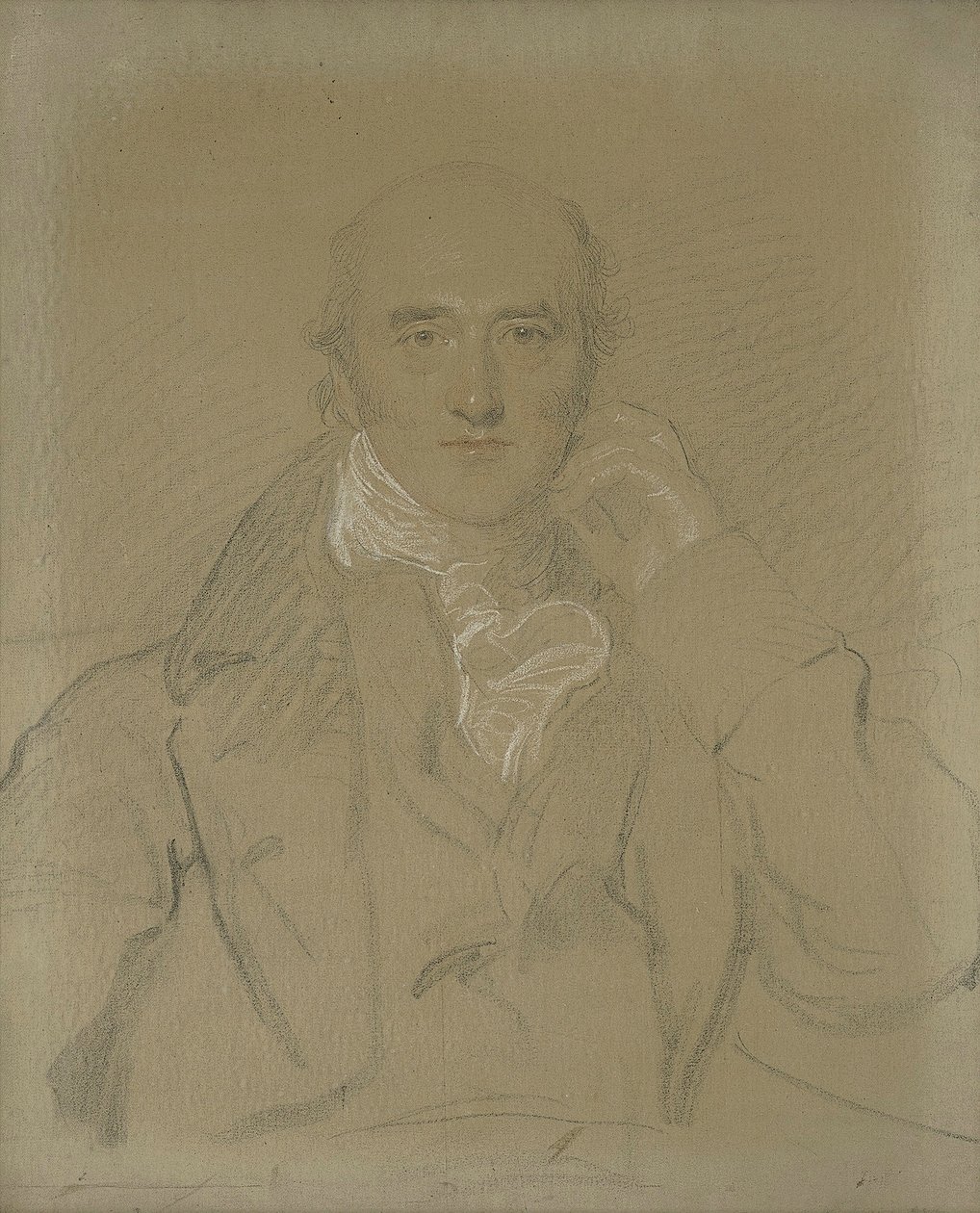 乔治·坎宁的肖像，国会议员（1770-1827），半身，坐着（铅笔，黑色，白色和红色粉笔在画布上） 作者 托马斯·劳伦斯