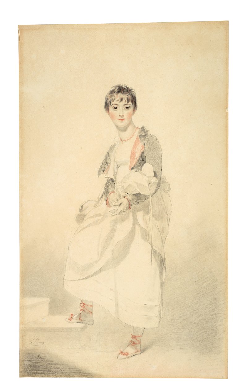 弗朗西丝·汉密尔顿夫人的画像（1795-1860）（黑色和红色粉笔） 作者 托马斯·劳伦斯