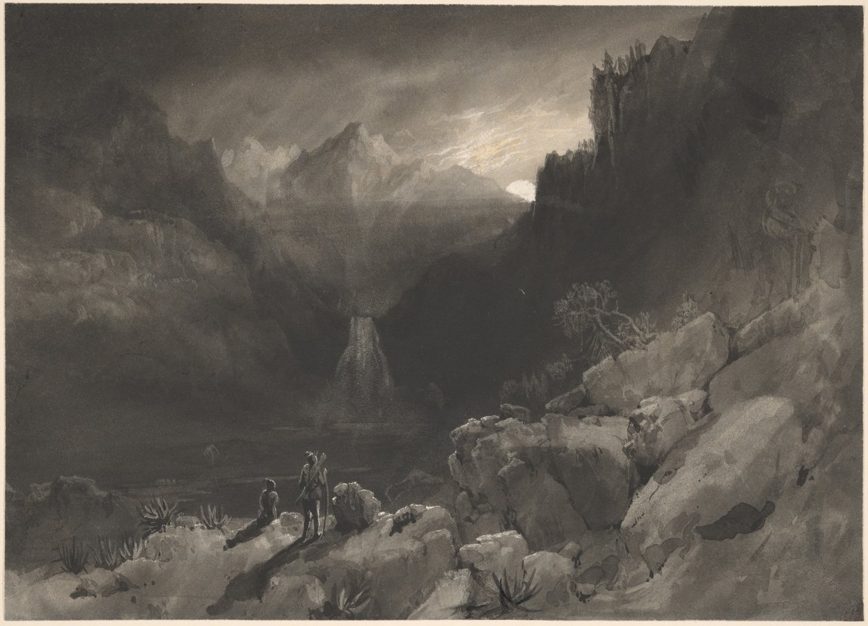 美国风景，约 1832-1835（灰水彩画） 作者 罗伯汉长老托马斯·李森