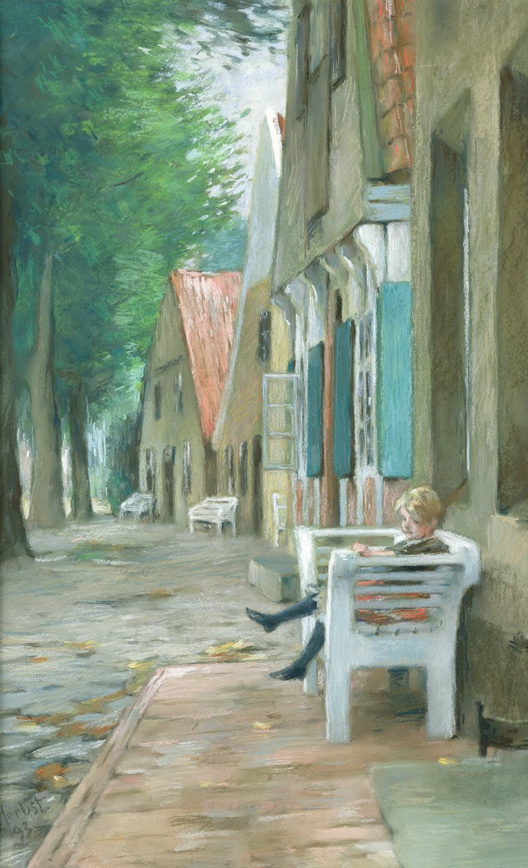 Altenbruch街，1893年（纸上粉彩） 作者 托马斯·路德维希·赫伯斯特