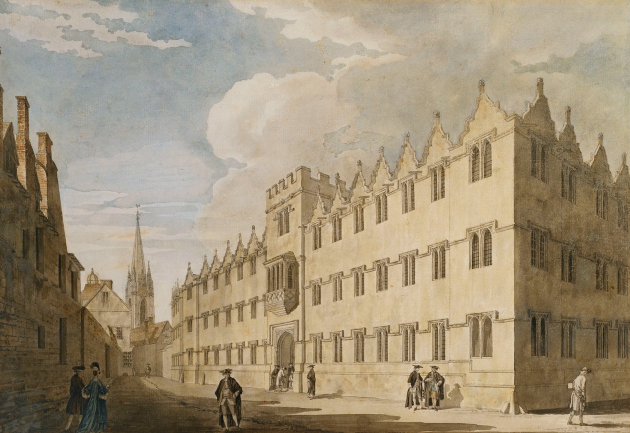 牛津大学奥里尔学院（Oriel College），距离圣玛丽教堂不远， 作者 托马斯·马尔顿（Thomas Malton Jnr）。