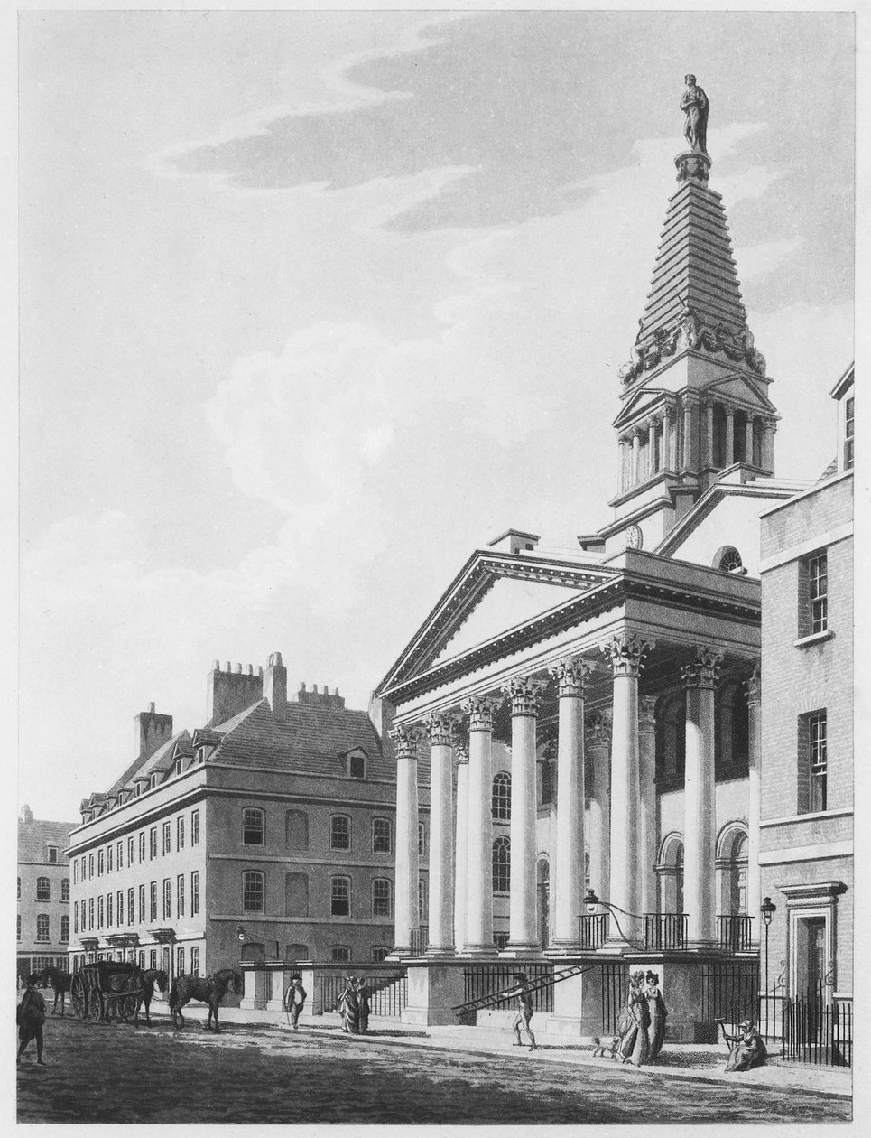 St Georges Bloomsbury，1799 作者 托马斯·马尔顿（Thomas Malton Jnr）。