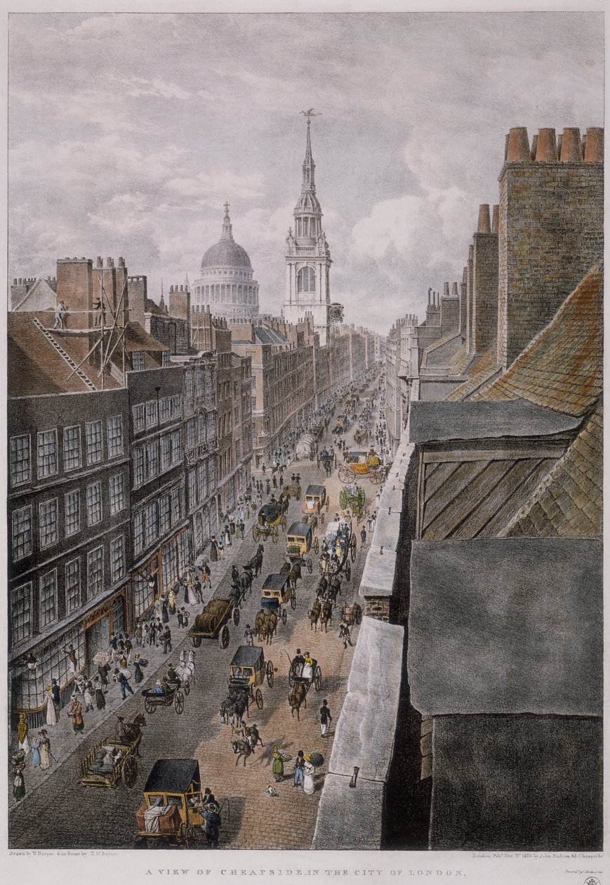 Cheapside，伦敦，1823年 作者 托马斯·曼·拜恩斯