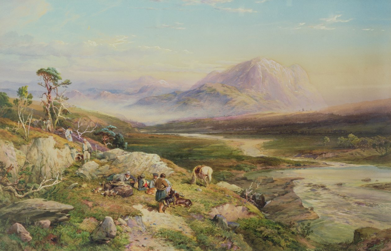 拍摄结束，Loch Maree（纸上水彩） 作者 Thomas Miles II理查森