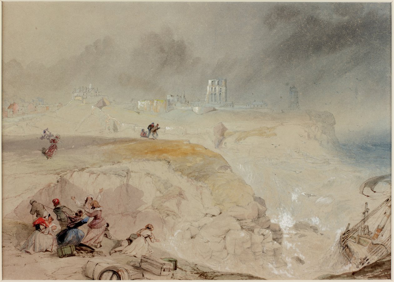 Betsy Cains在Battery Point，Tynemouth的岩石上的残骸（身体颜色和铅笔以及水彩在纸上（船上）） 作者 托马斯·迈尔斯·理查森
