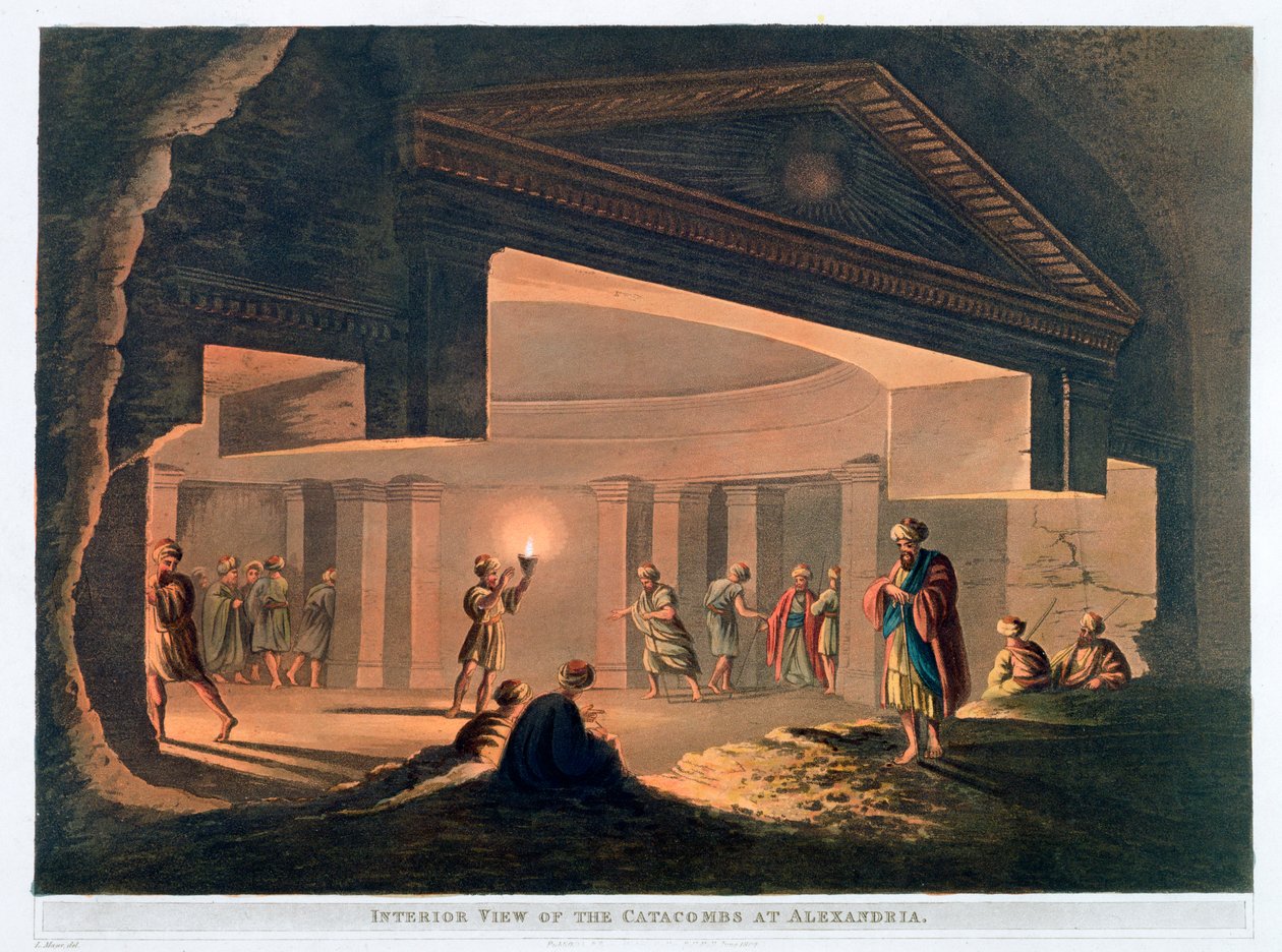 亚历山大地下墓穴内景》，埃及，1802年 作者 托马斯·米尔顿