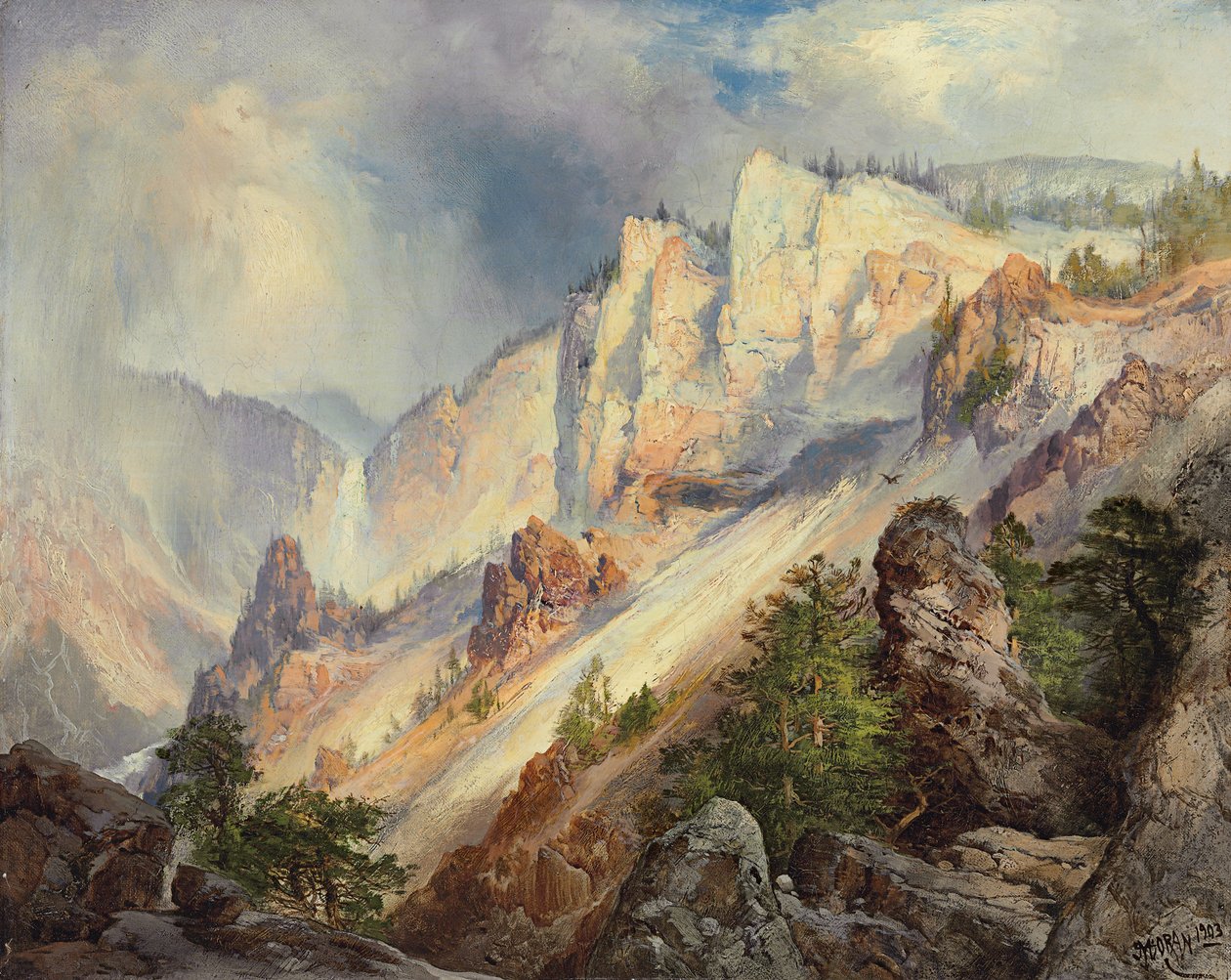 黄石峡谷的一场阵雨，1903年 作者 托马斯·莫兰